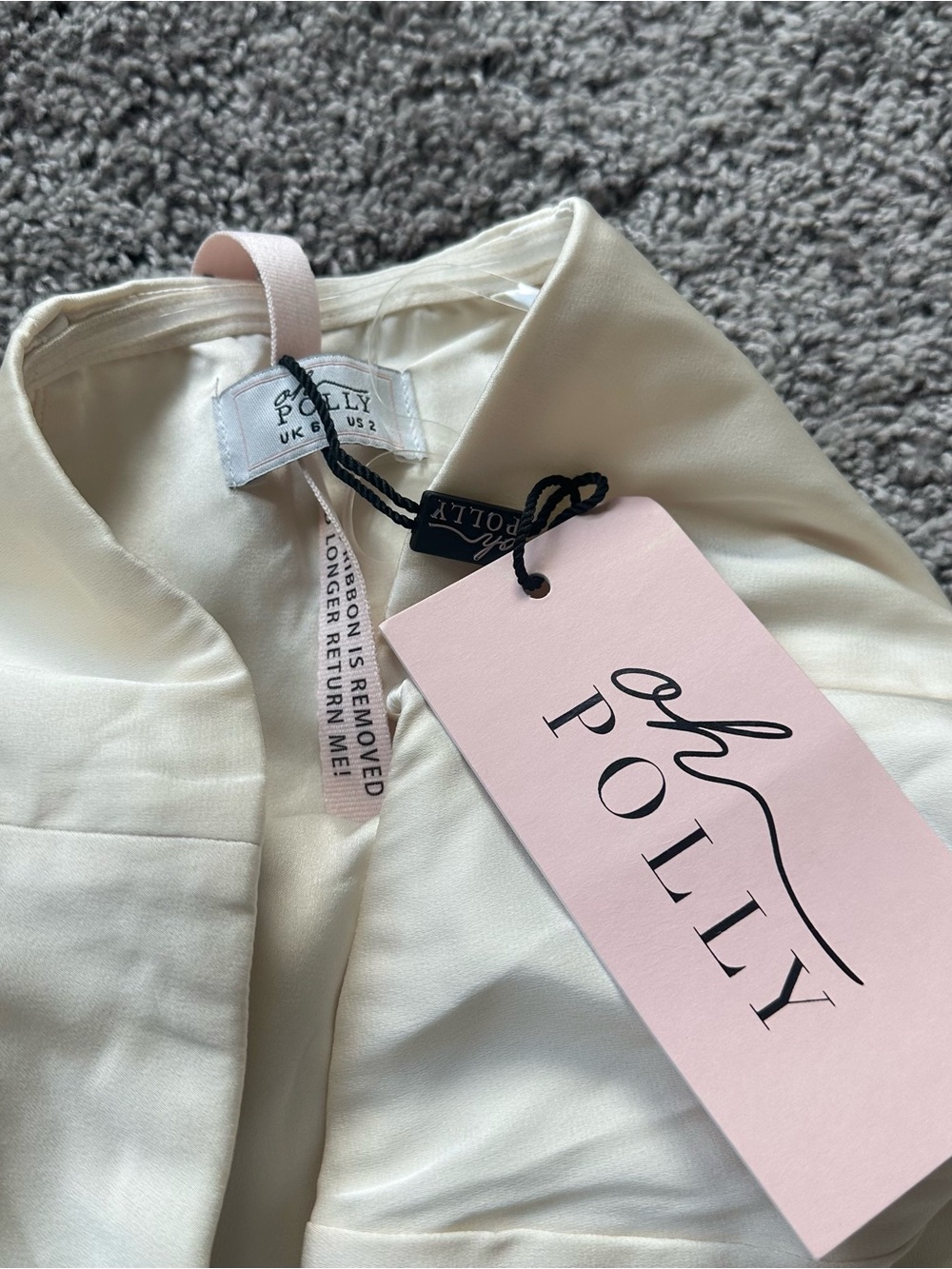 Oh Polly Strapless Cream Mini Dress with Long Sash - Picture 4 of 4